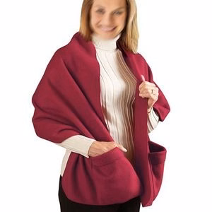 Cozy Fleece Wrap Shawl With Large Front Pockets