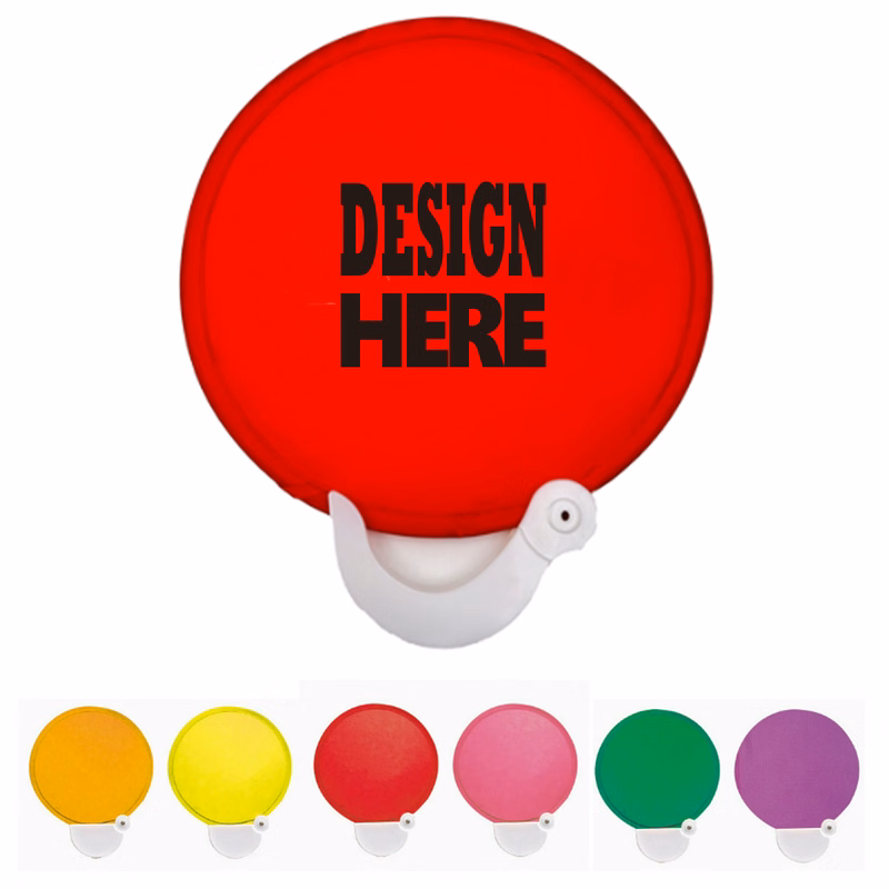 Custom Nylon Handheld Folding Fan with Cord & Pouch