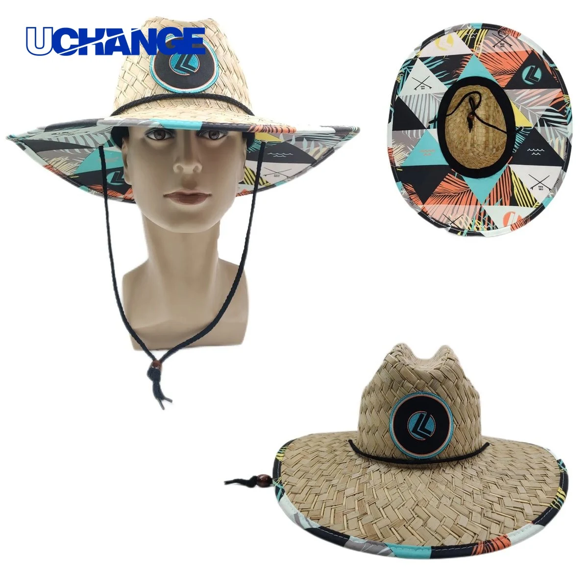 Straw Lifeguard Hat with Woven Label Headwear 1