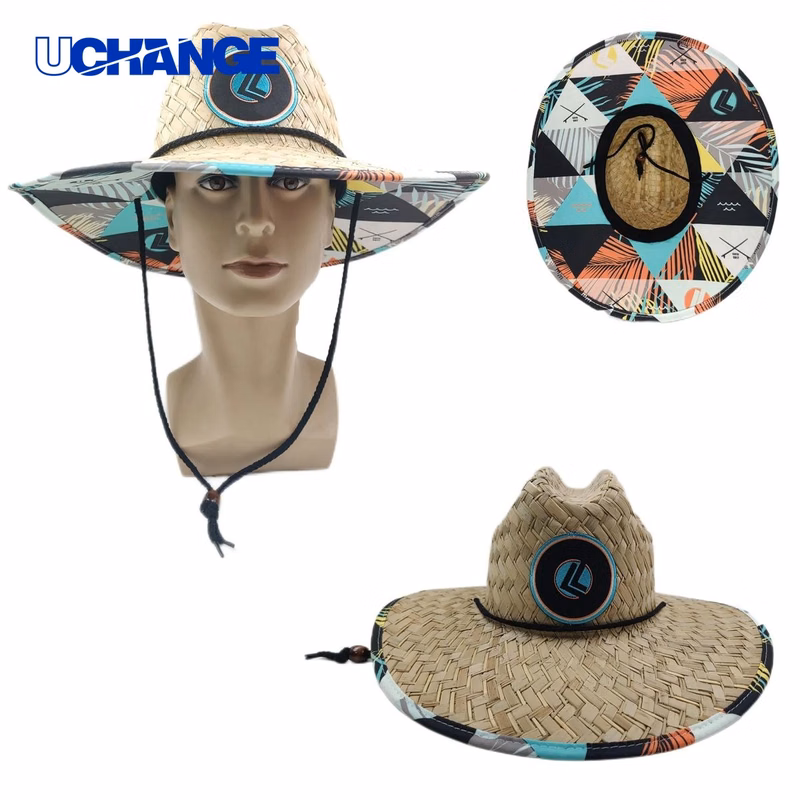 Straw Lifeguard Hat with Woven Label Headwear