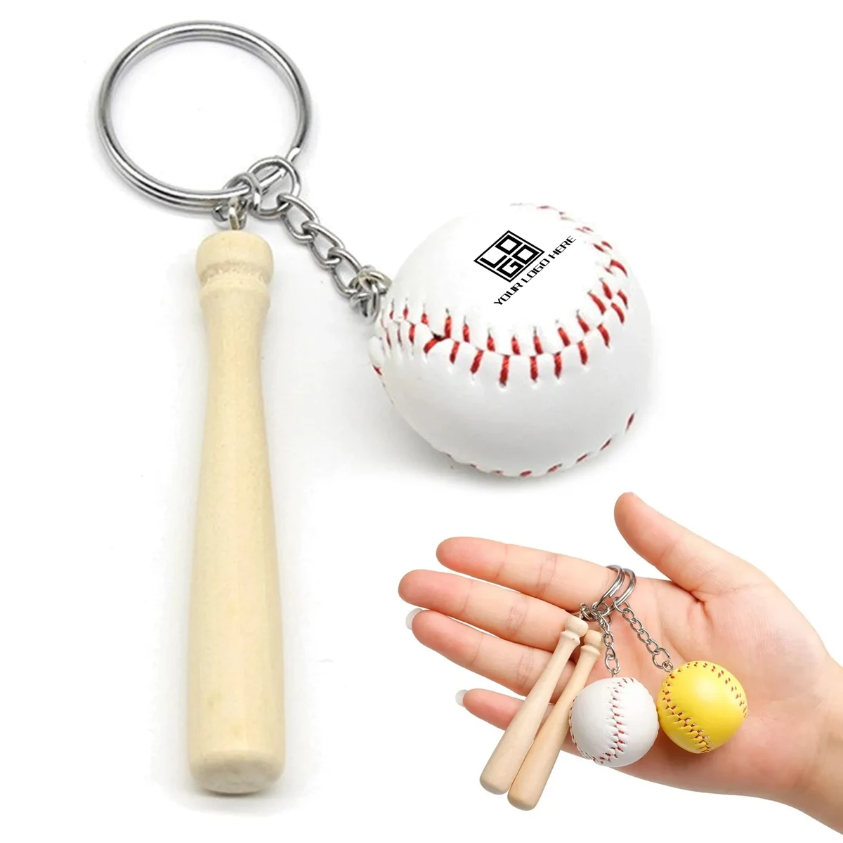 Wooden Baseball Bat Key Chain 1