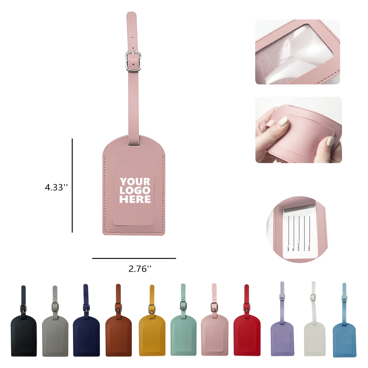 Custom Soft PU Luggage Tag with Privacy Cover MOQ50 1
