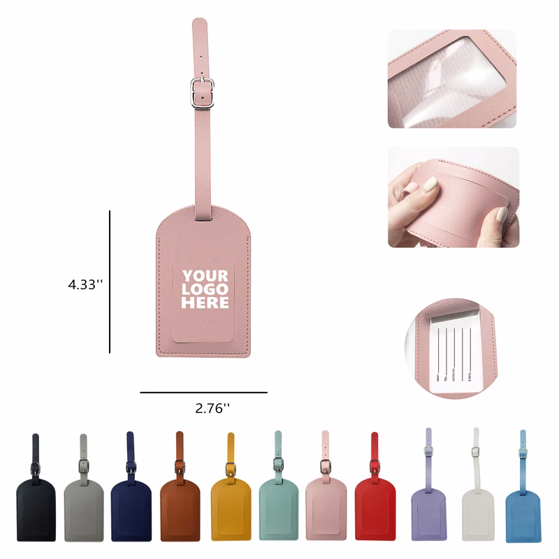 Custom Soft PU Luggage Tag with Privacy Cover MOQ50