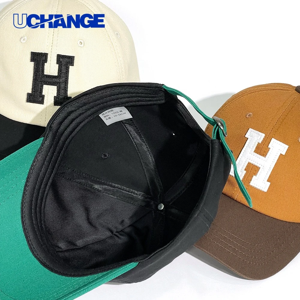 Spliced Two-Color Peaked Cap Hat 1