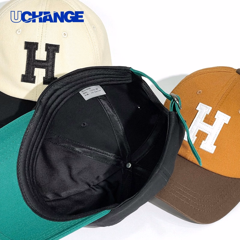 Spliced Two-Color Peaked Cap Hat