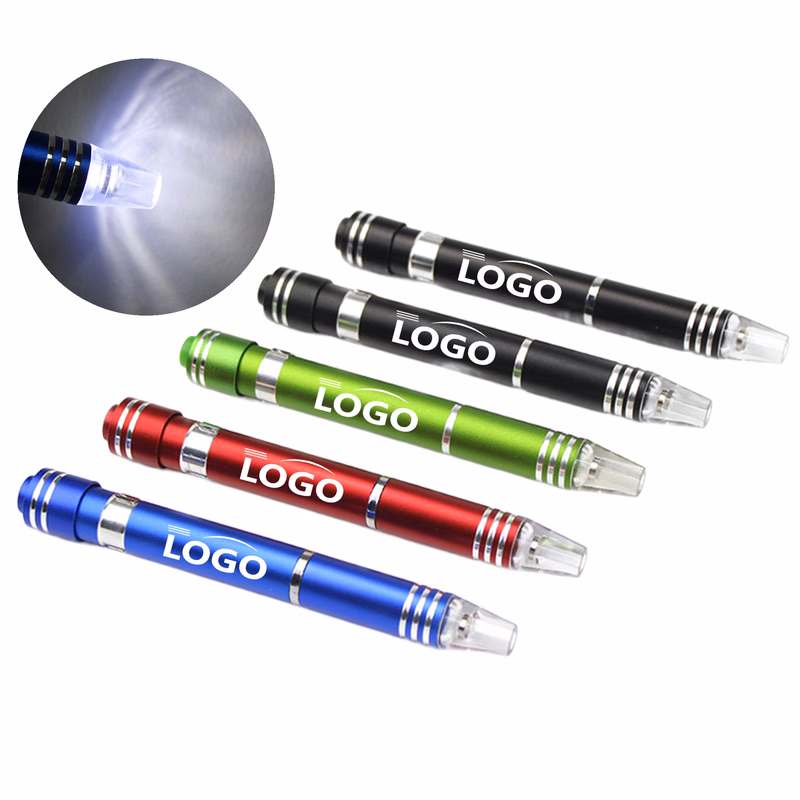 Aluminum Alloy Screwdriver Pen with LED Flashlight