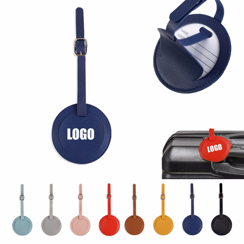 Round PU Leather Luggage Tags