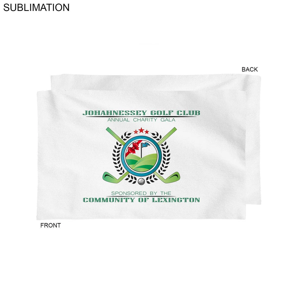 Plush and Soft White Velour Terry Cotton Blend Sport, Sweat Towel, 12x18, Sublimated Full color logo 1