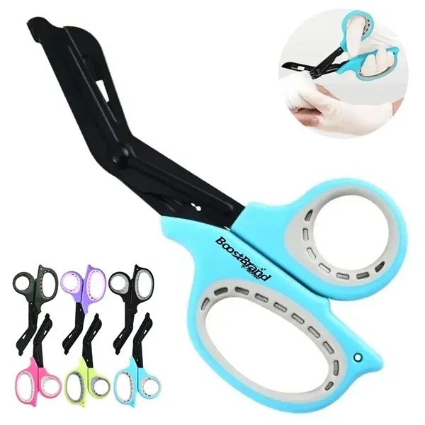Custom EMT Trauma Shears with Curved Tip and Comfort Handles — Healthcare Promo 1