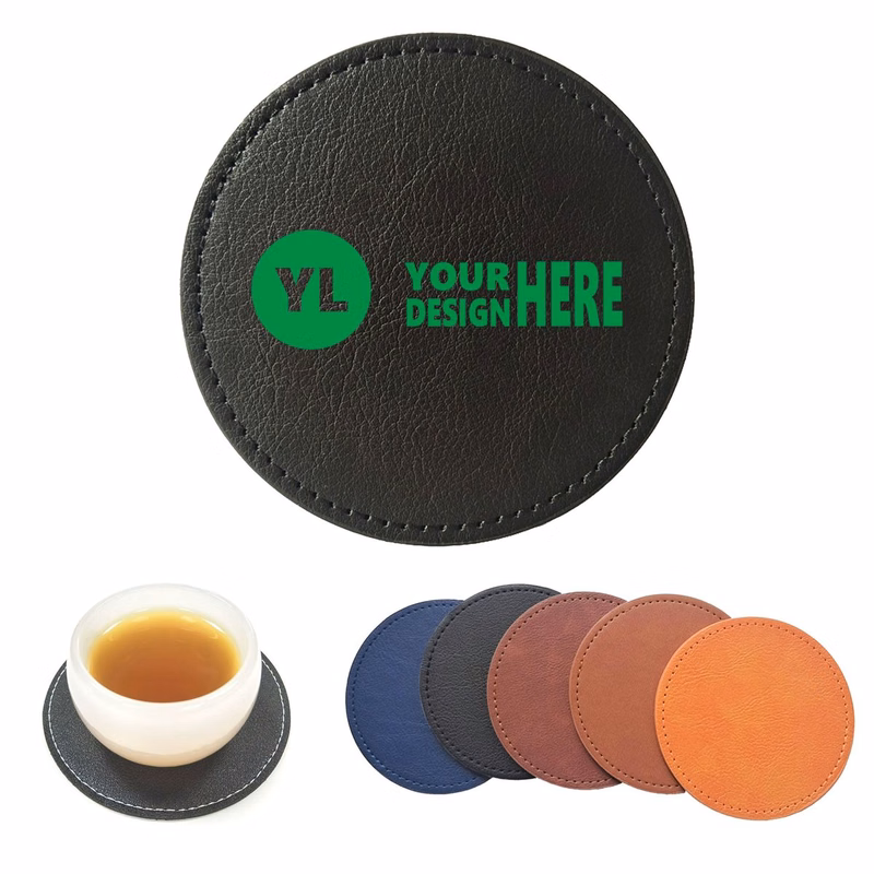 Round PU Leather Cup Coaster