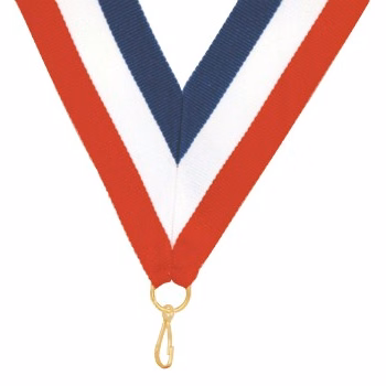 Red/White/Blue "V" Neck Ribbon with Clip, 1 1/2" wide