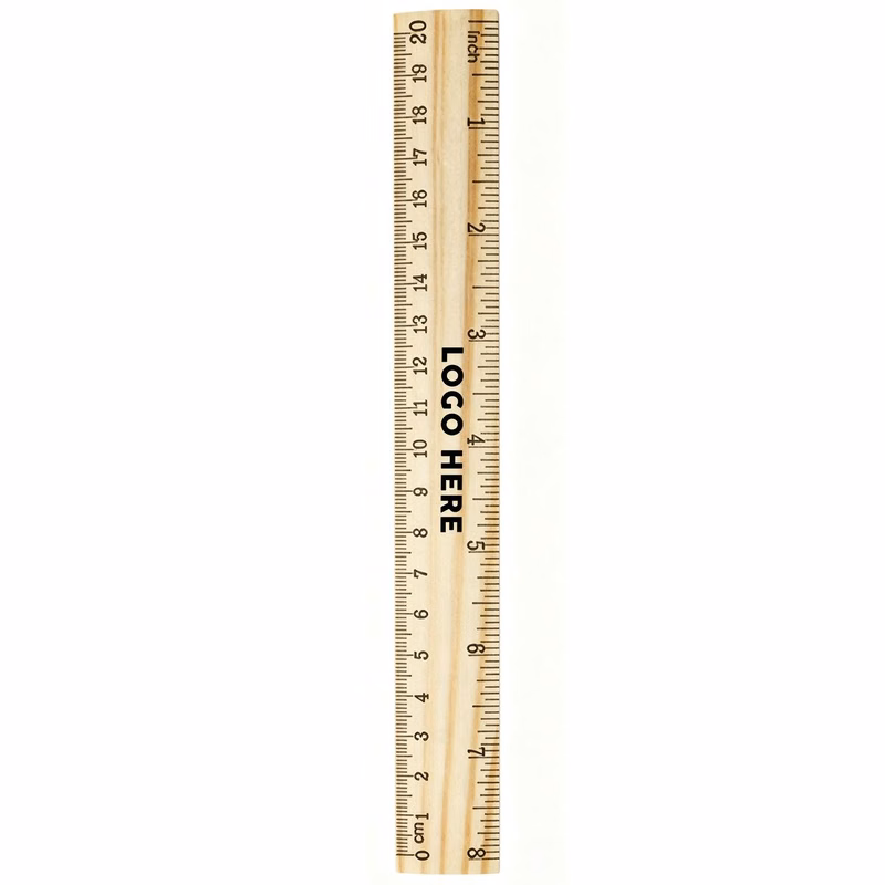 Dual Scale Wood Ruler, 8 Inches