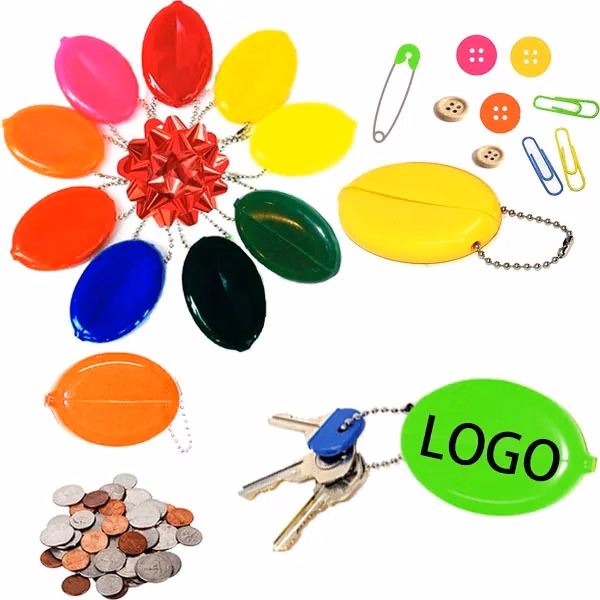 Oval Squeeze Coin Purses With Keychain