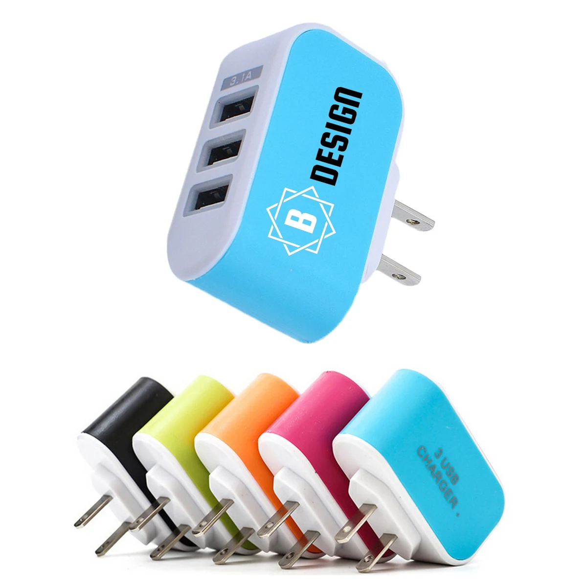 Full Color 3 Port USB Wall Charger With Led 1