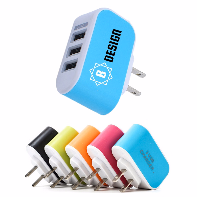 Full Color 3 Port USB Wall Charger With Led