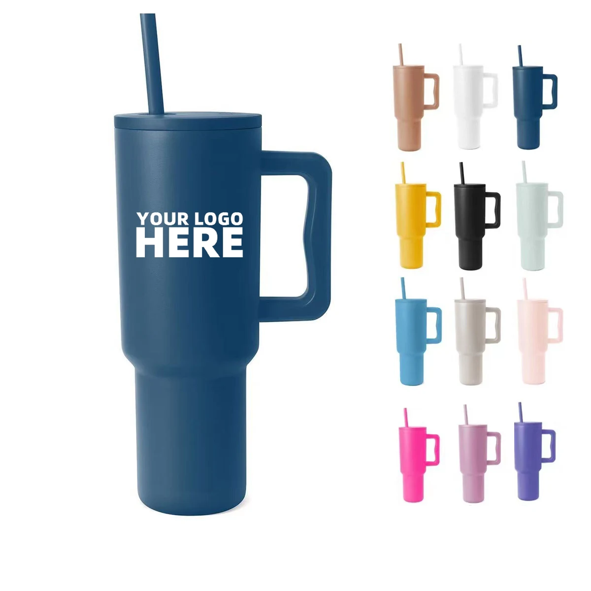 40 OZ Car Tumbler With Handle And Straw 1