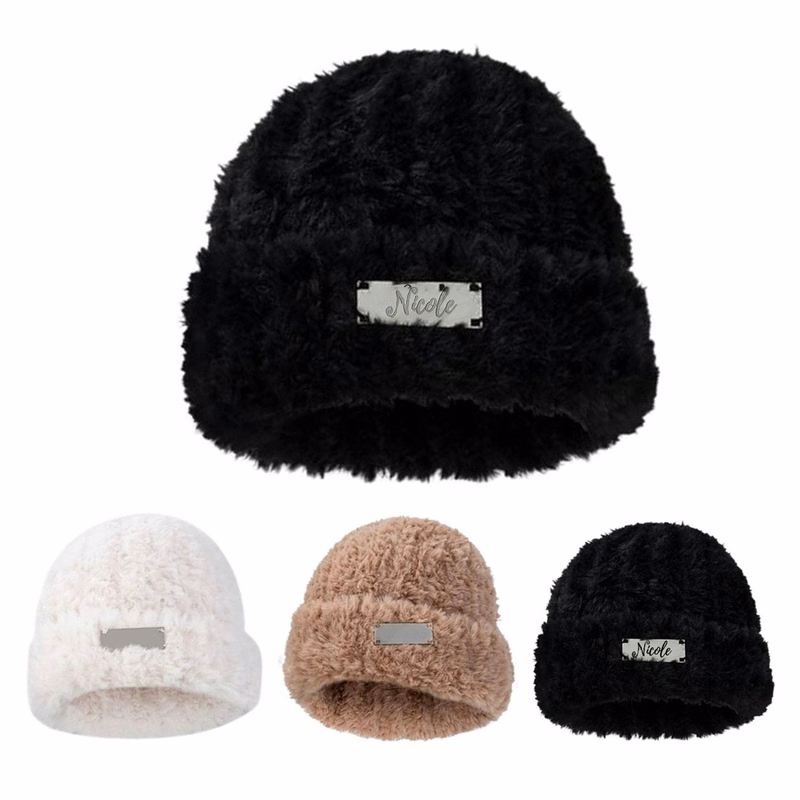 Warm knit pullover hat in winter