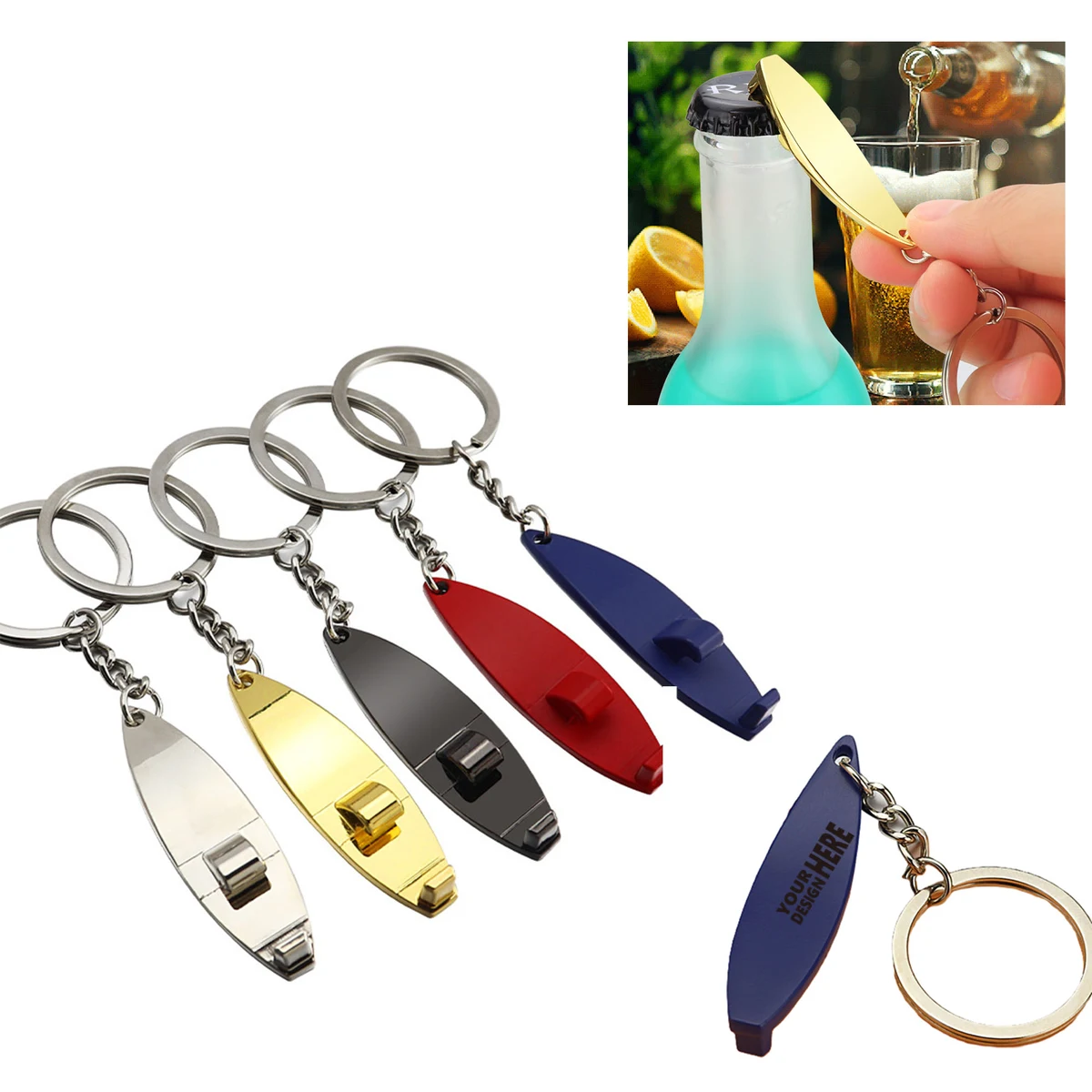 MOQ50 Surfboard Bottle Opener Keychain Business Gifts 1
