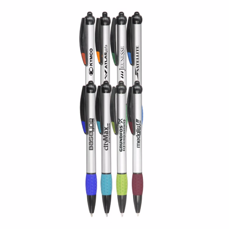 Advertising Click Plastic Pen with Rubber Grip