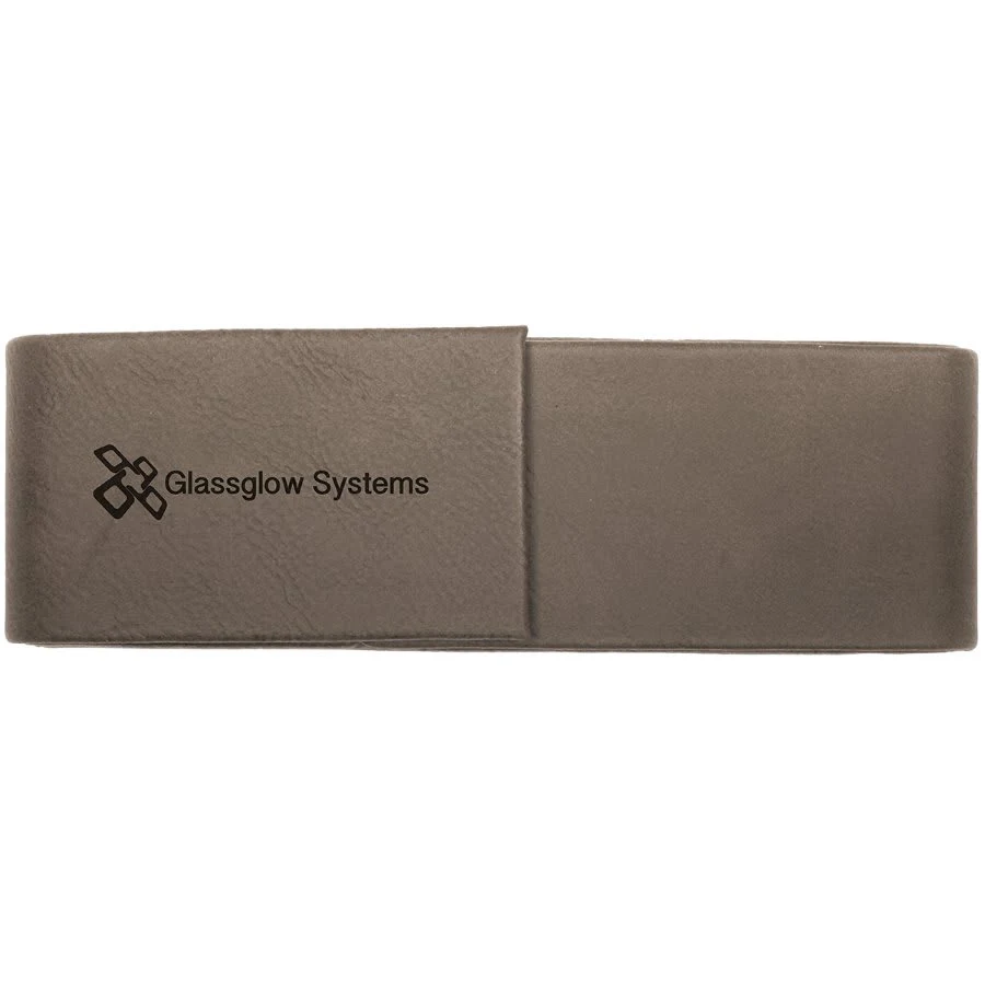 6 1/2" x 2" Gray Leatherette Double Pen Case 1