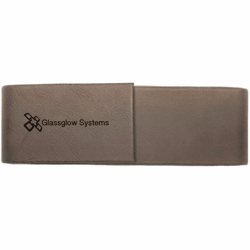 6 1/2" x 2" Gray Leatherette Double Pen Case