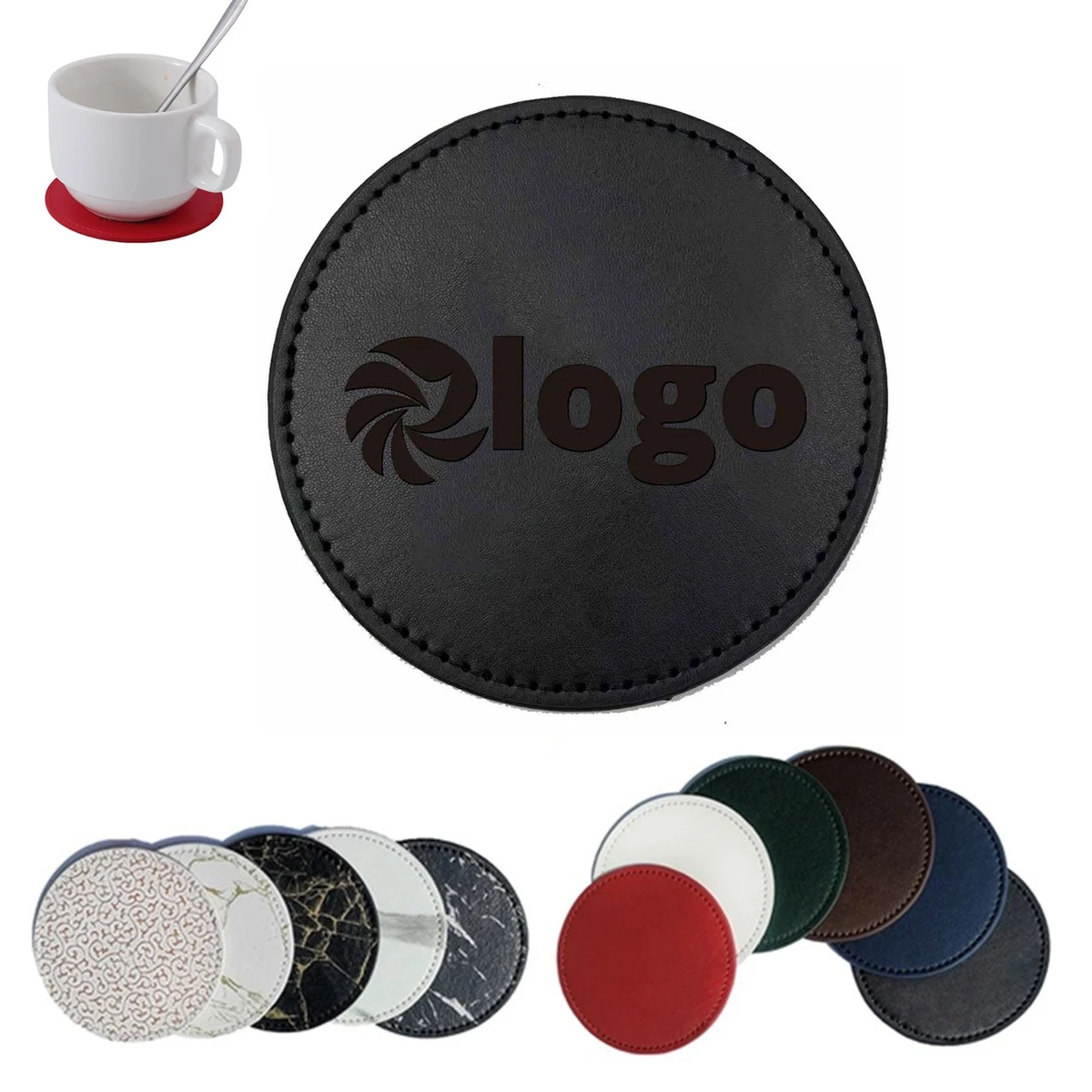 PU Leather Round Coaster Heat Insulation Mat 1