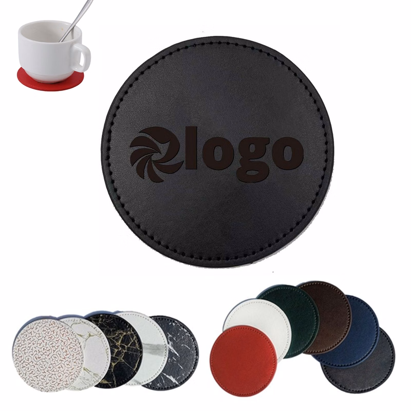 PU Leather Round Coaster Heat Insulation Mat