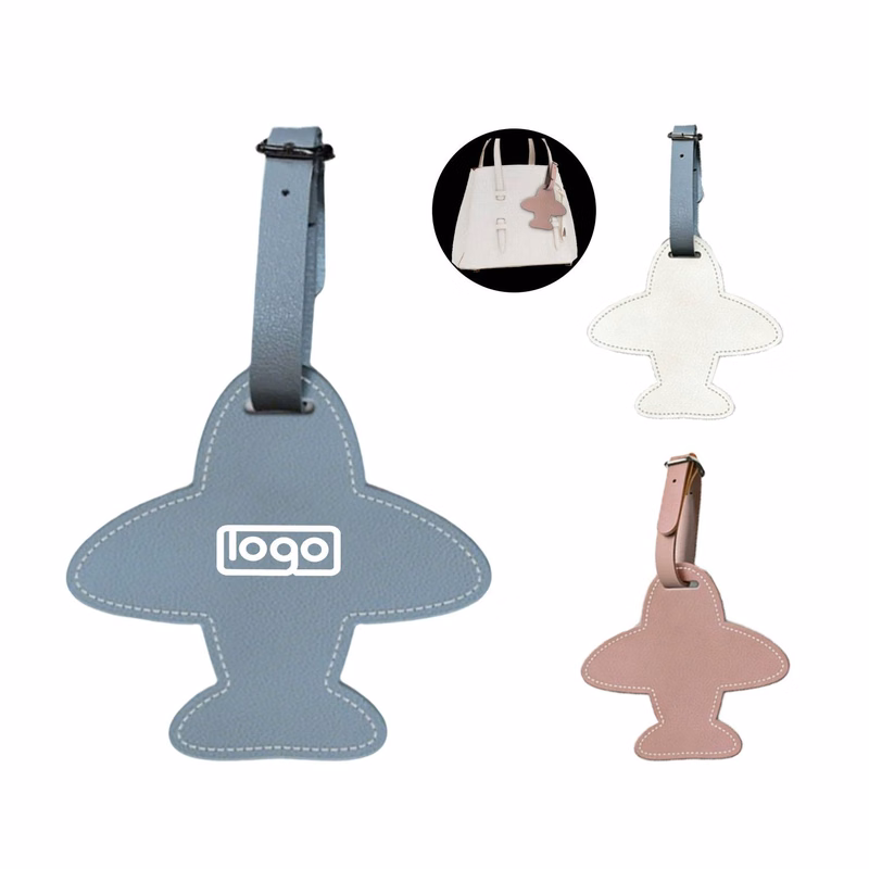 Airplane-Shaped PU Leather Luggage Tag