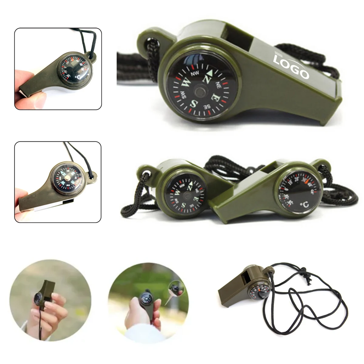 3-in-1 Plastic Survival Whistle with Compass Thermometer 1
