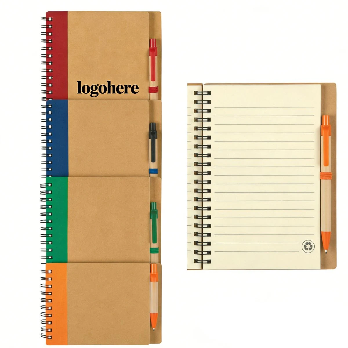 Spiral Bound Kraft Notebook with Pen Combo 1