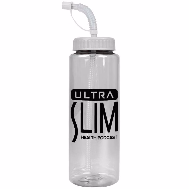 The Guzzler - 32 oz. Transparent Bottle with Straw