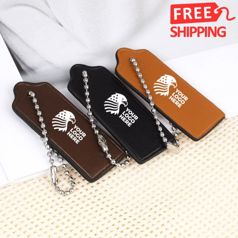 Leather Key Tag Bag Charm Gift Accessory