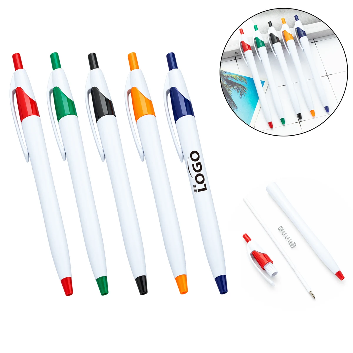 Custom Plastic Retractable Ballpoint Click Pen, custom pen with logo imprint 1
