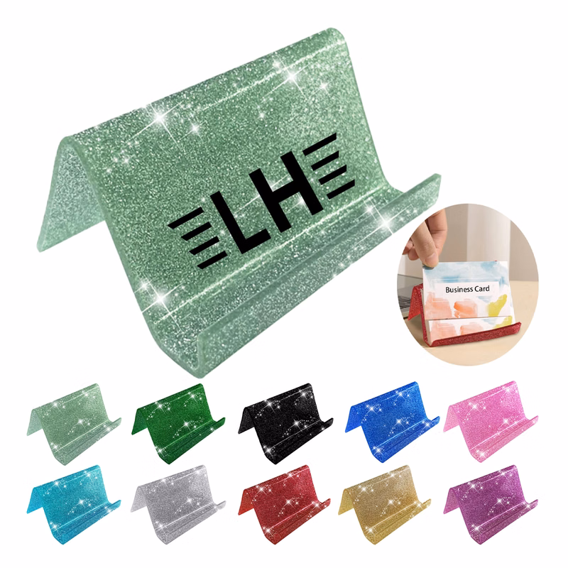 Acrylic Glitter Business Card Holder and Phone Holder