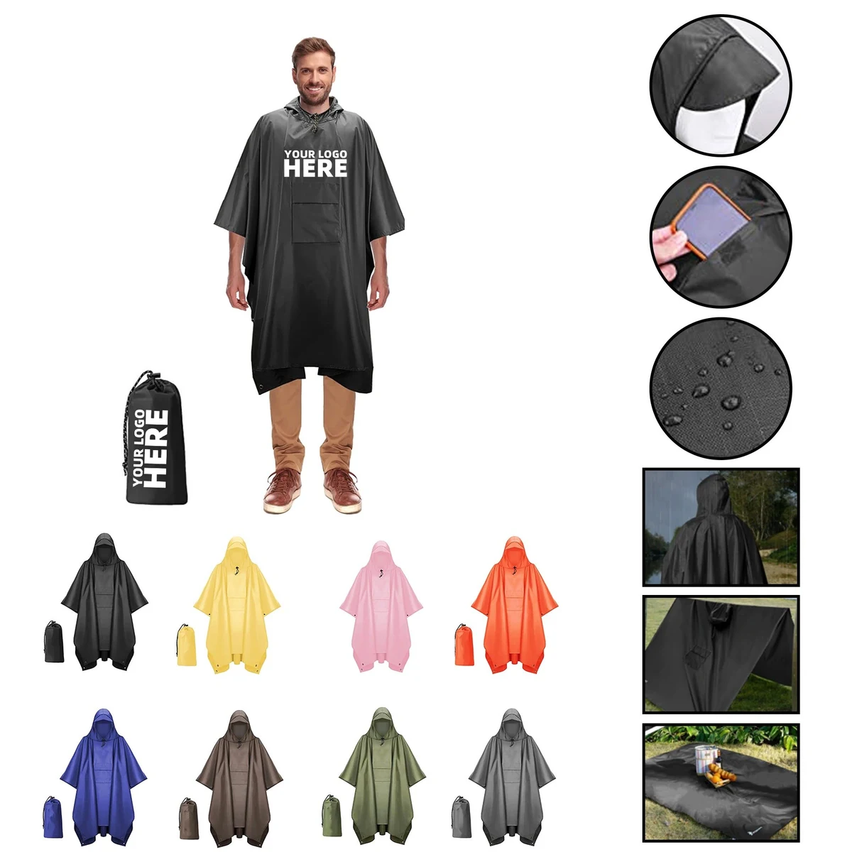 3-in-1 Hooded Unisex Raincoat Poncho 1