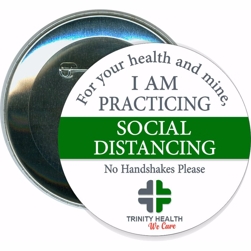 Social Distancing, COVID-19, Coronavirus Button