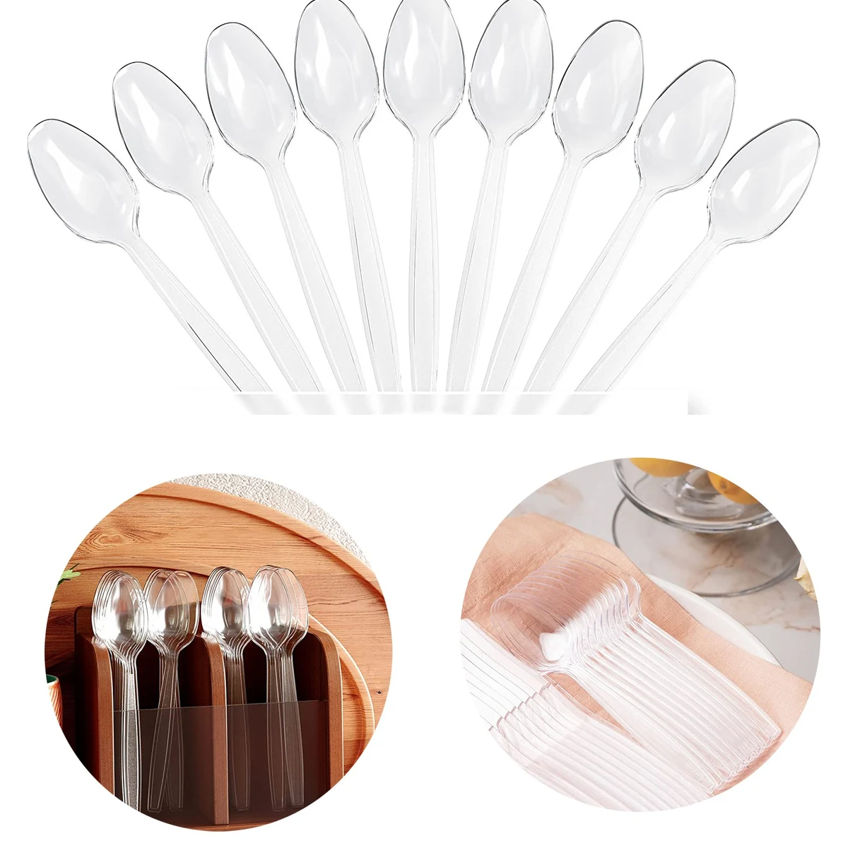 Disposable Heavy Duty Clear Plastic Silverware Spoon Spoon 1