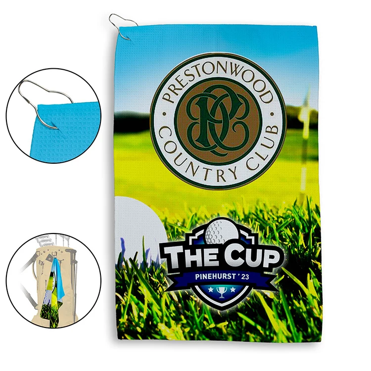 "The Eagle" Full-Color Waffle Weave Golf Towel w/Hook 1