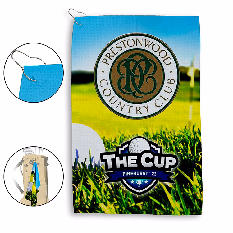 "The Eagle" Full-Color Waffle Weave Golf Towel w/Hook