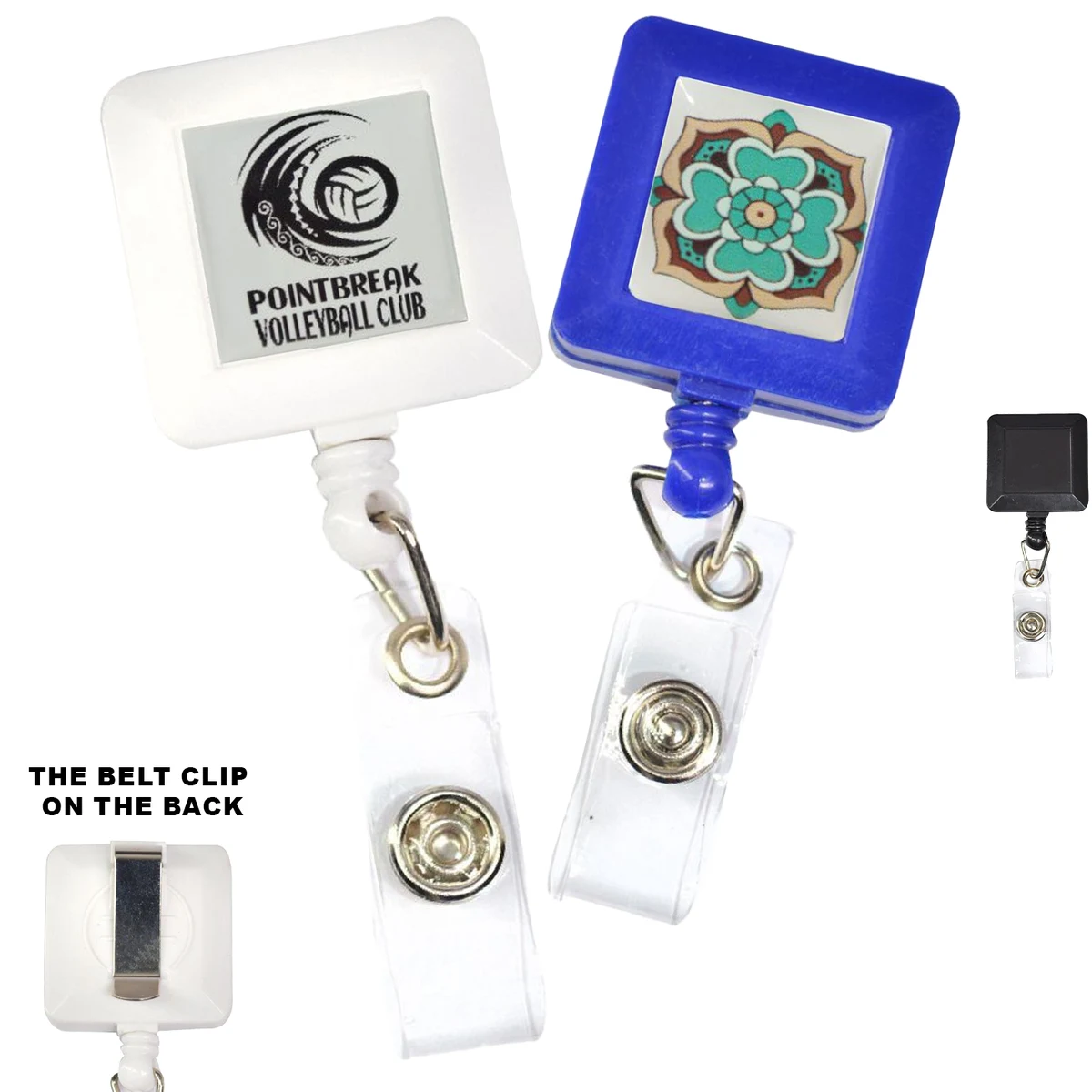 Square Retractable Badge Reel w/ Belt Clip 1