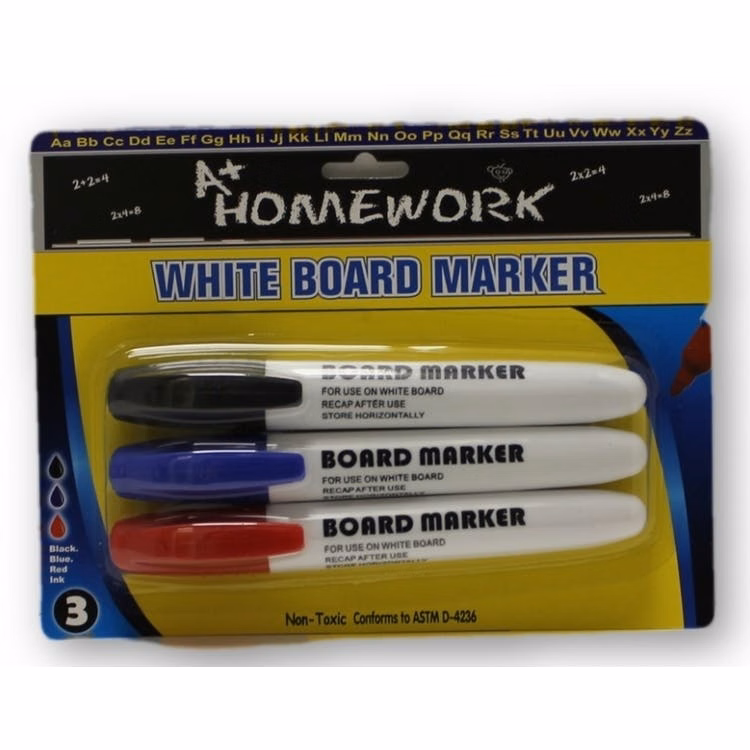 Dry Eraser Markers - 3 Pack Black/Red/Blue