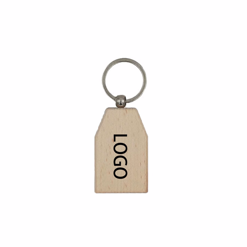 Trapezoidal wooden key chain