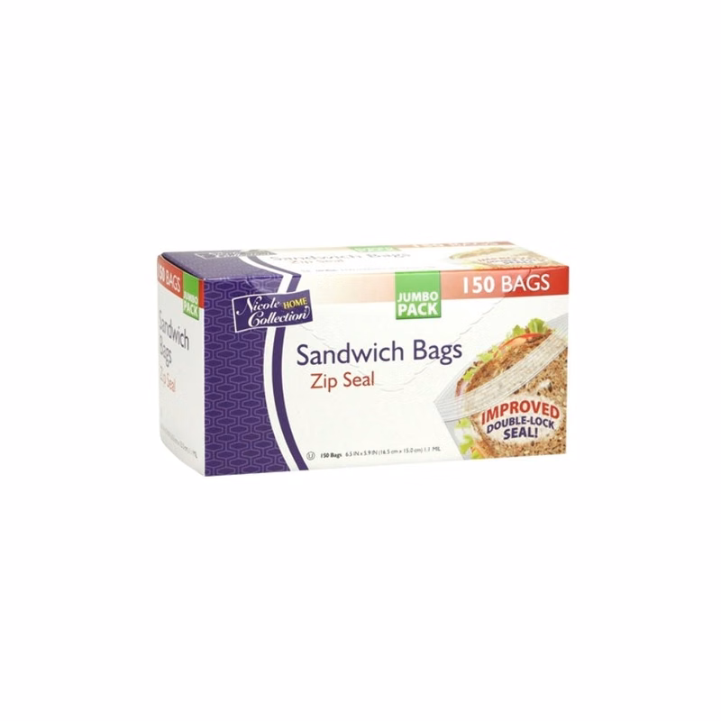 Sandwich Zip Seal Bags - 150 Bags per Jumbo Box 6.5" x 5.9"