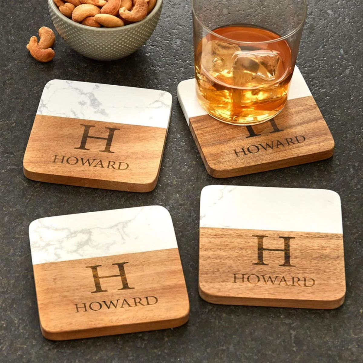 Elegant Wood Marble Coaster 1