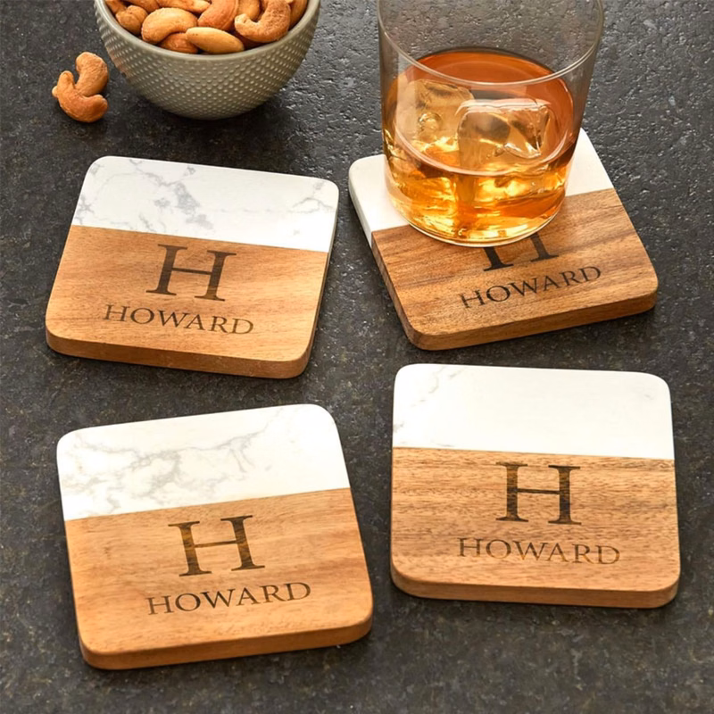 Elegant Wood Marble Coaster