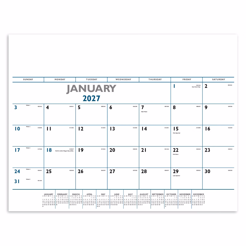 Triumph® Calendars Blue & Black Desk Pad