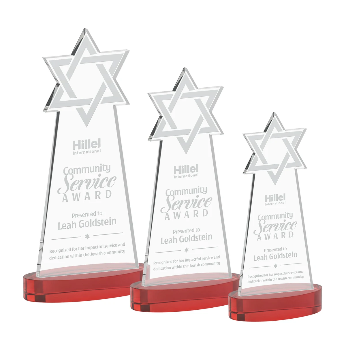 Star of David Award on Alberton Base - Red 1