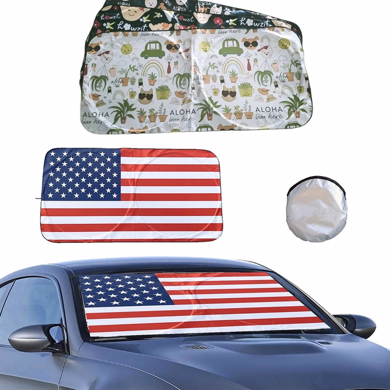 Full Color Car Windshield Sun Shade with Pouch
