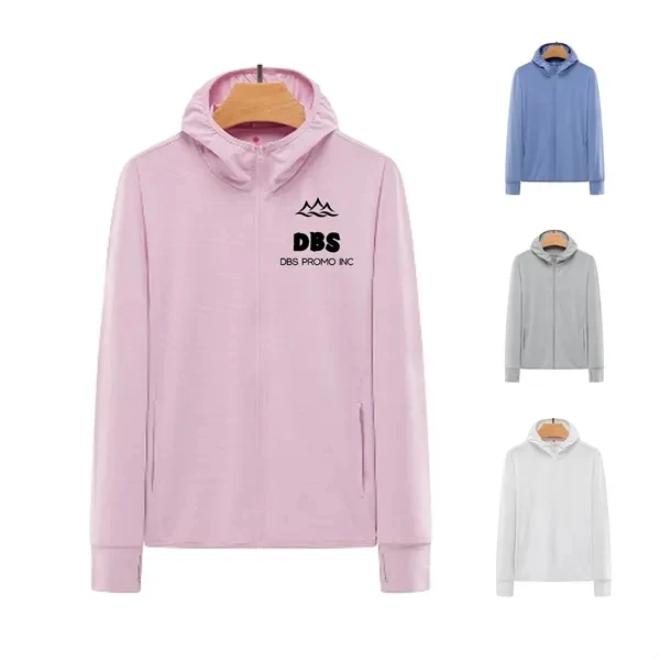 Women's UV-Protected Zip-Up Long Sleeve Hooded Sweatshirt 1