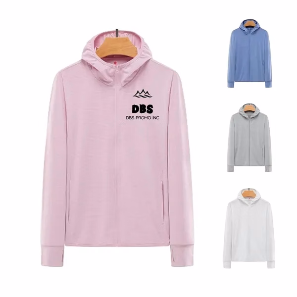 Women's UV-Protected Zip-Up Long Sleeve Hooded Sweatshirt